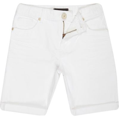 Boys white denim skinny shorts
